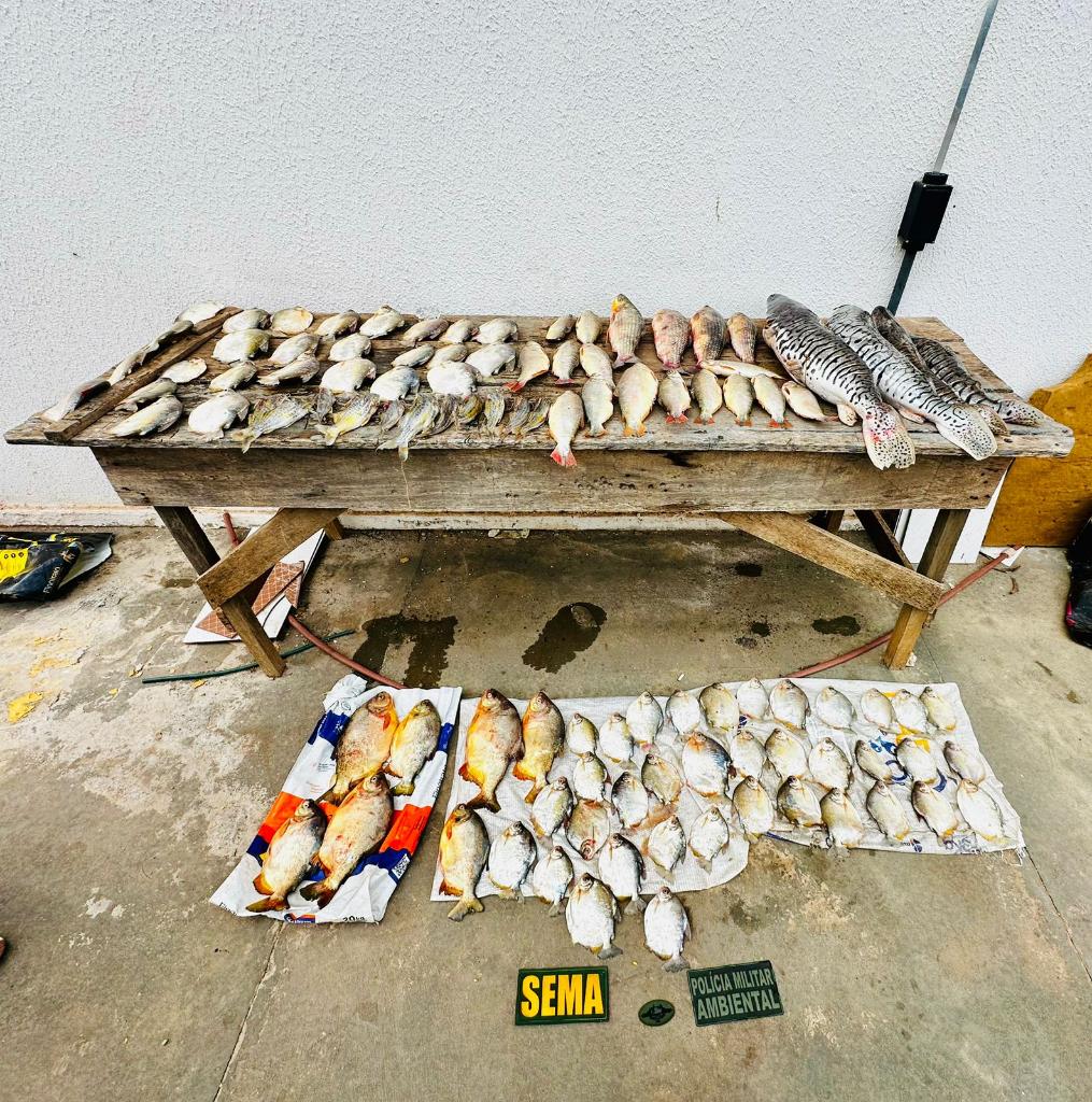 Polícia Militar e Sema apreenderam 47 quilos de pescado em Barão de Melgaço