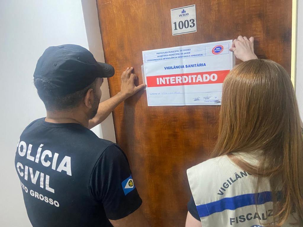 Polícia Civil e Vigilância Sanitária interditam clínica de estética e empresa de ambulância em Cuiabá